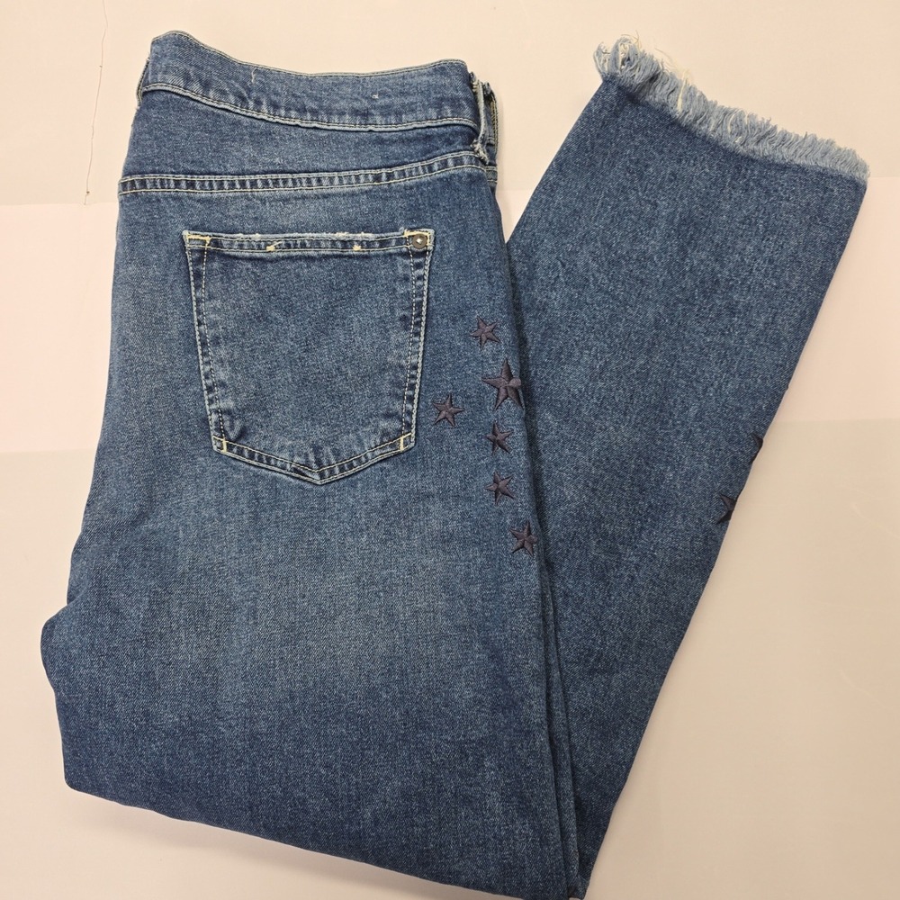 Pilcro and the Letterpress Slim Boyfriend Star‎ Sequin Distressed Jeans Blue 32 - Picture 2 of 7